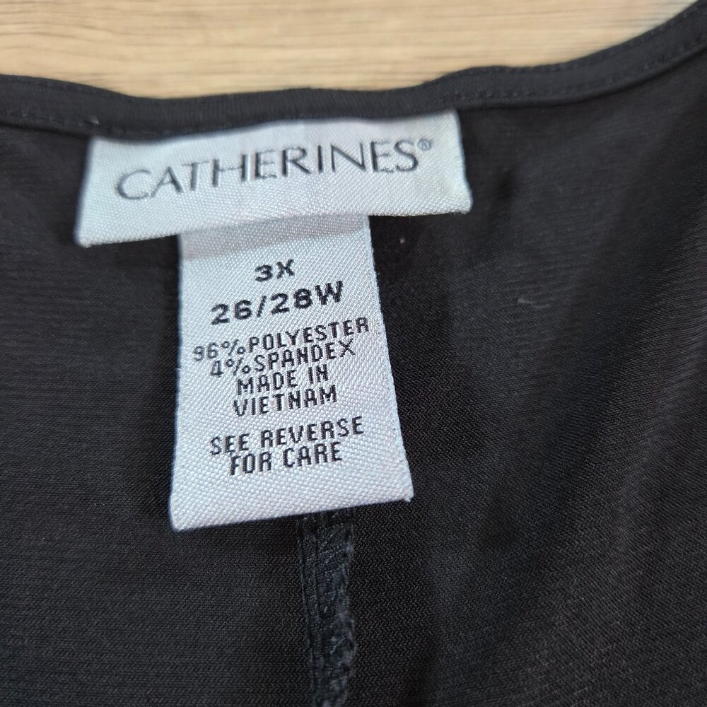 Catherines Black Cold Shoulder Top 3X 26/28W Plus Size Scoop Neck Preowned Great - Picture 2 of 8